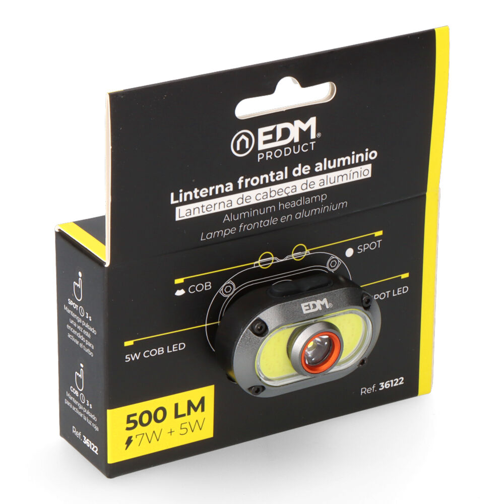 Imagem de Lanterna de Cabe&ccedil;a EDM Recarregav&eacute;l 500Lm