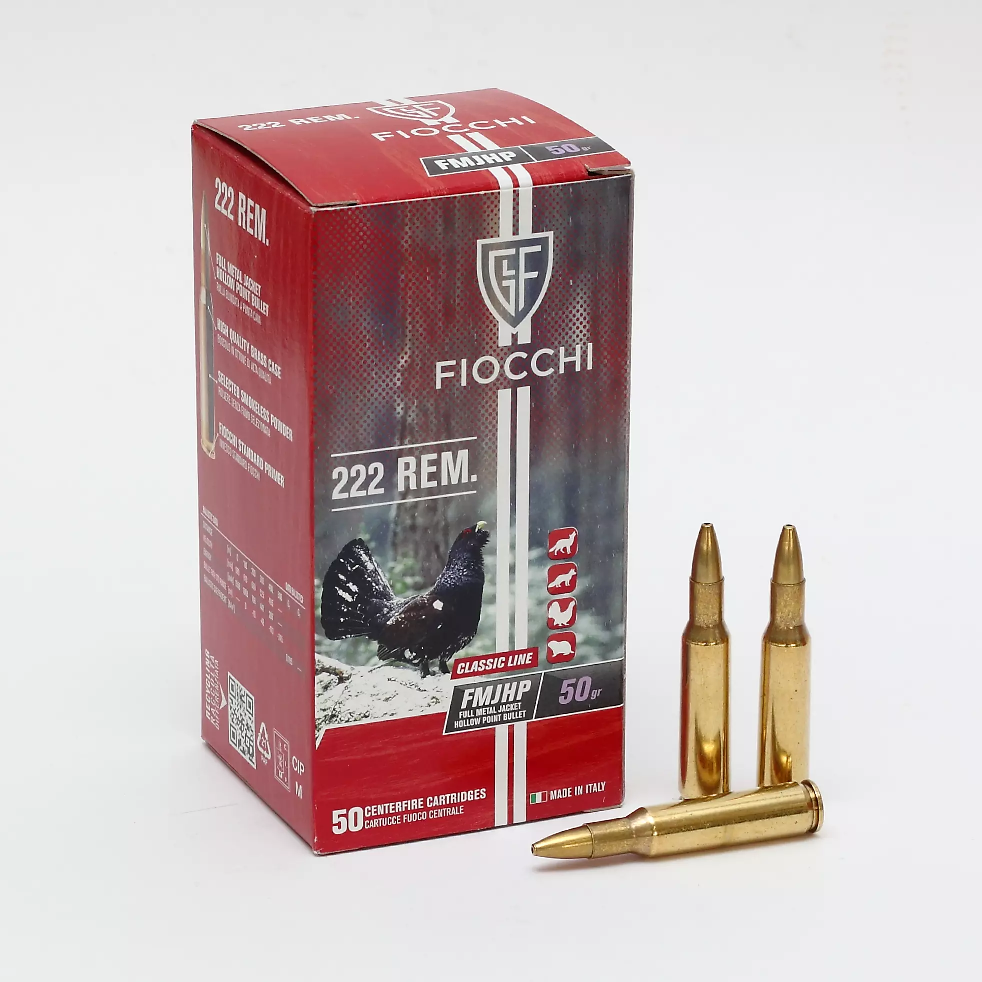 Imagem de Cx 50 Muni&ccedil;&otilde;es Fiocchi FMJHP 50gr 222Rem.