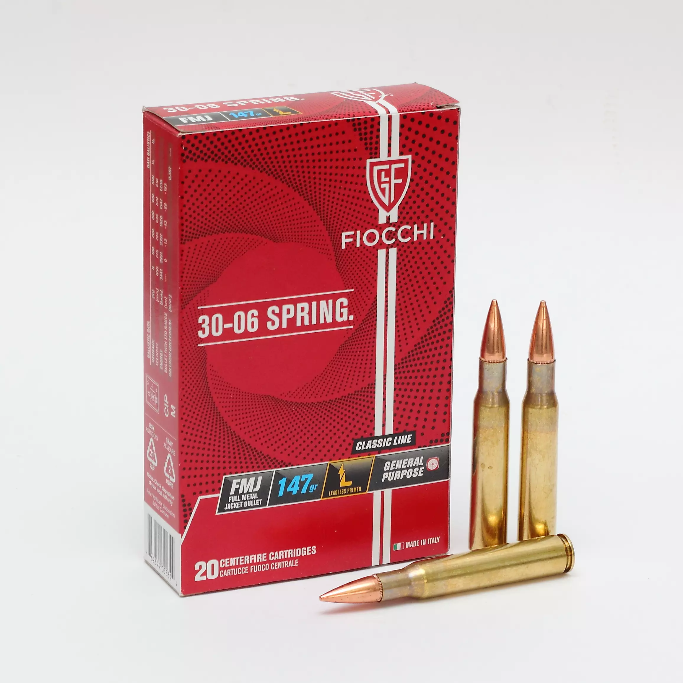 Imagem de Cx 20 Muni&ccedil;&otilde;es Fiocchi FMJ 147gr 30.06SPRG