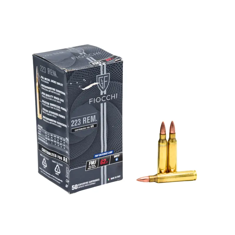 Imagem de Cx 50 Muni&ccedil;&otilde;es Fiocchi FMJ DefenseLine 62gr 223Rem.