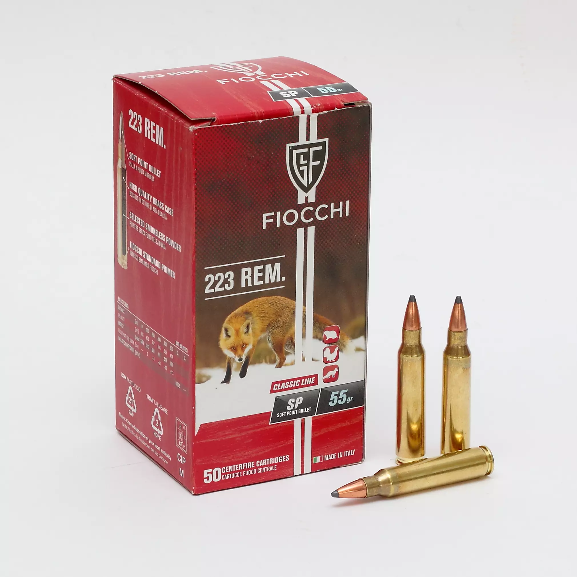 Imagem de Cx 50 Muni&ccedil;&otilde;es Fiocchi SP 55gr 223Rem.
