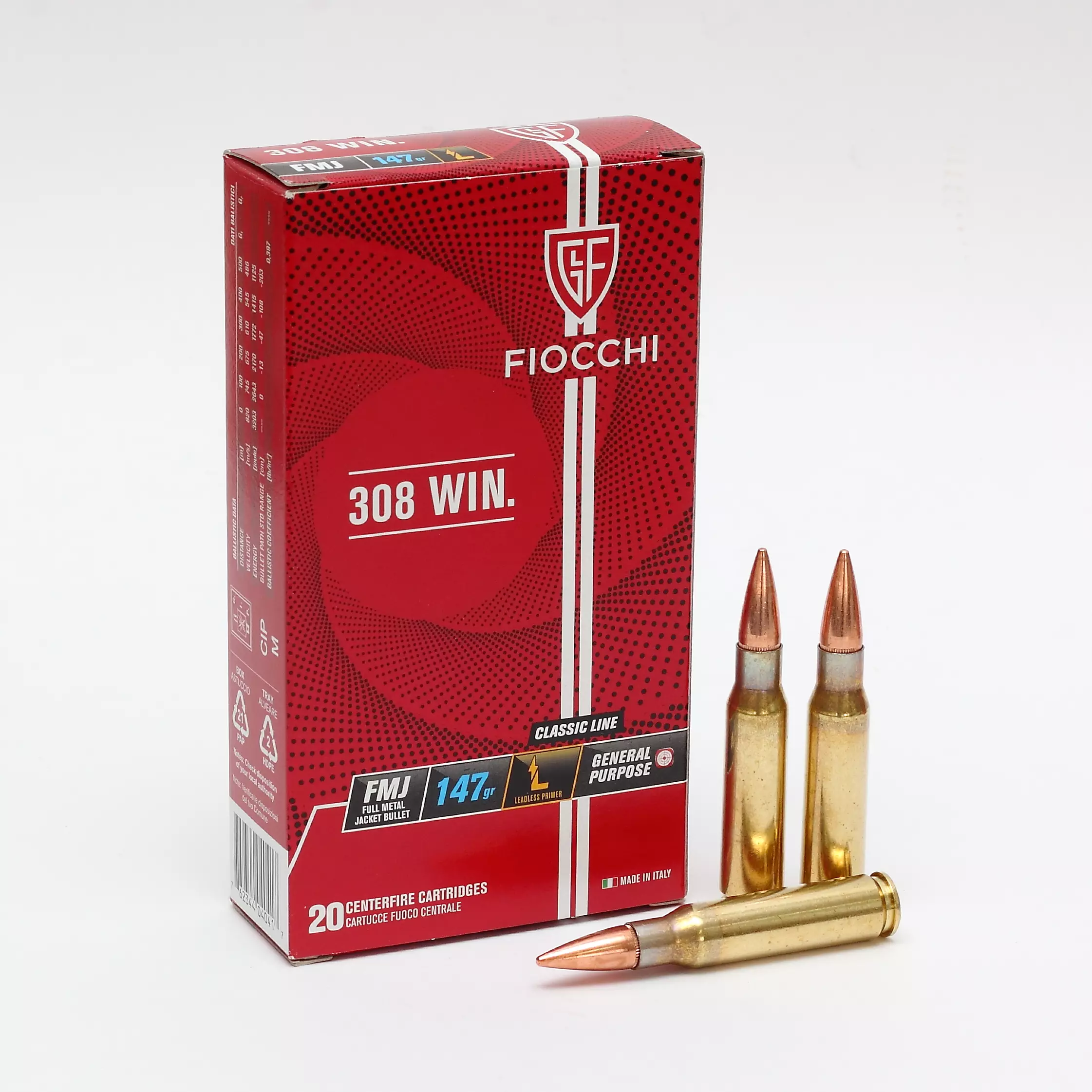 Imagem de Cx 20 Muni&ccedil;&otilde;es Fiocchi FMJ 147gr 308Win.