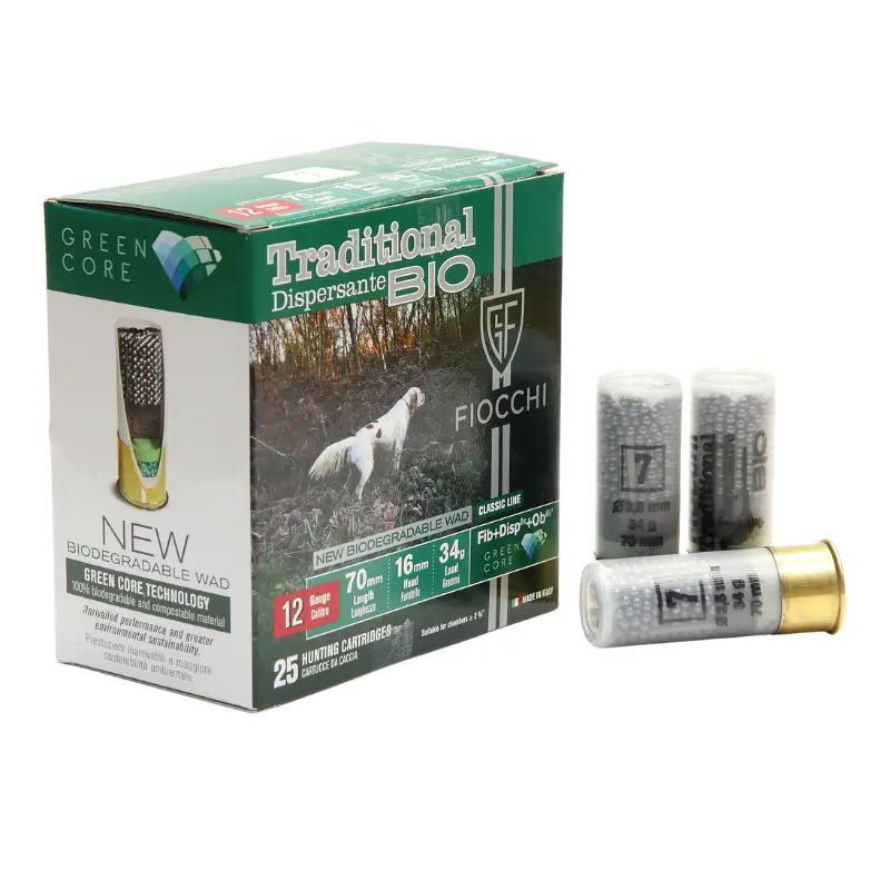 Imagem de Cx 25 Fiocchi Tradicional Dispersor Bio&nbsp;34gr&nbsp;12GA